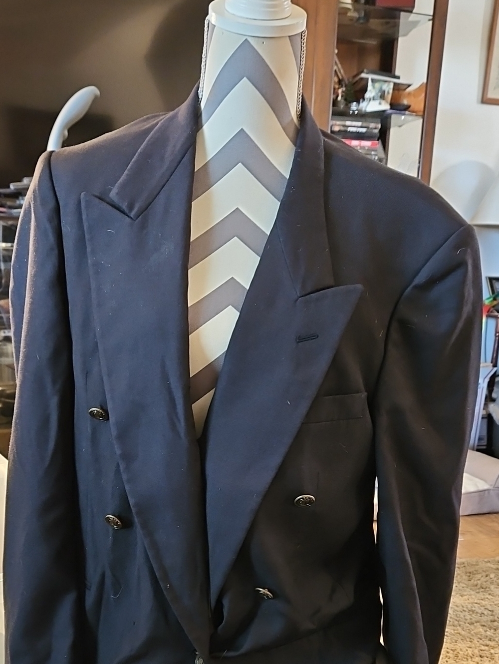 Classic Double-Breasted Men's Navy Blazer Pierre Cardin V45